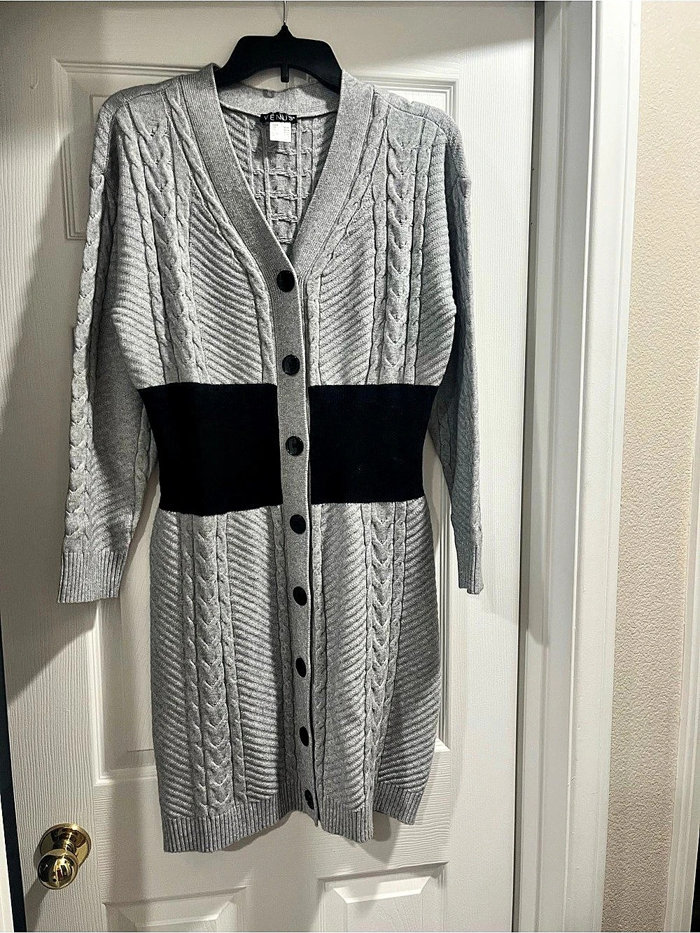 Venus Gray & Black Cable Knit dress Size Large